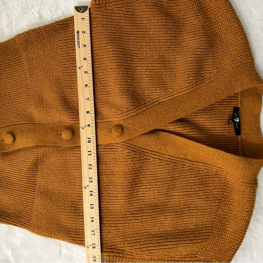 7 For All Mankind Mustard Button-Front Ribbed Cardigan - Picture 7 of 11